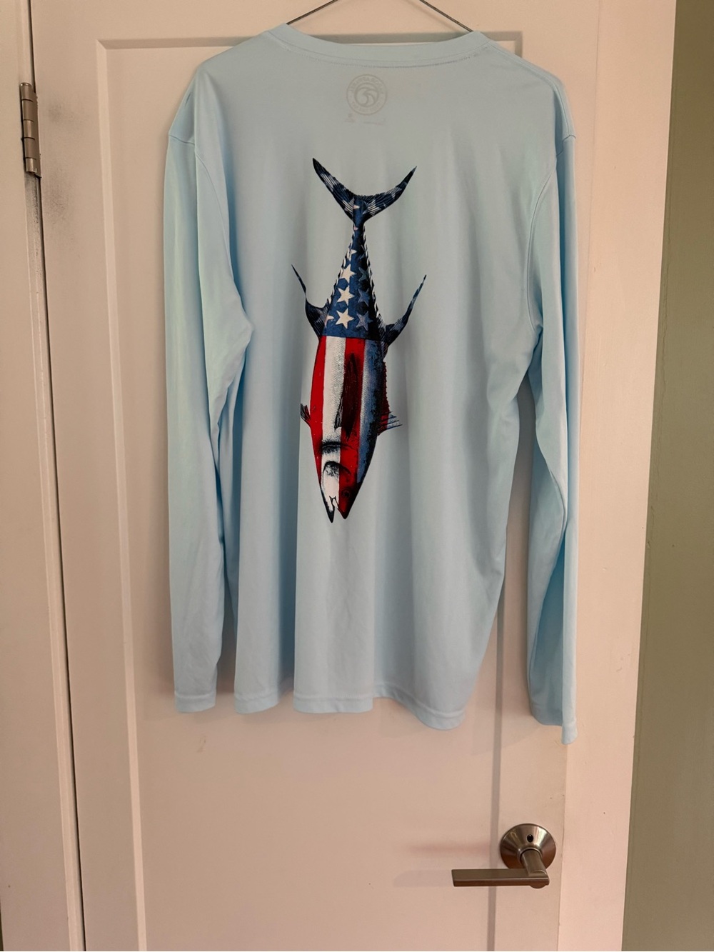 Vapor Apparel American Flag Fish Long-Sleeve Tee UPF 50 Protection Men’s Large